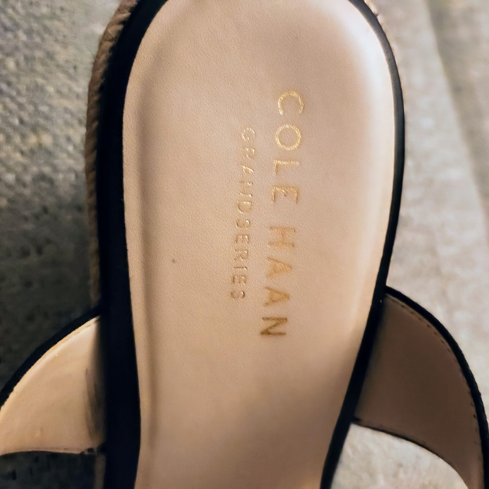 Cole Haan Leopard Print Black Sandals - Picture 3 of 9